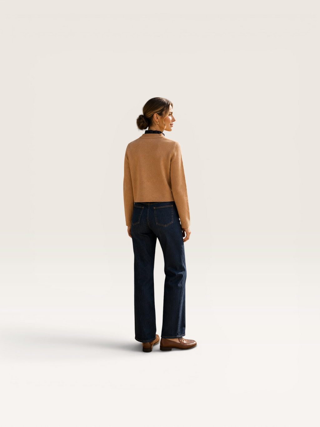 Camel Cardigan with Gold Buttons