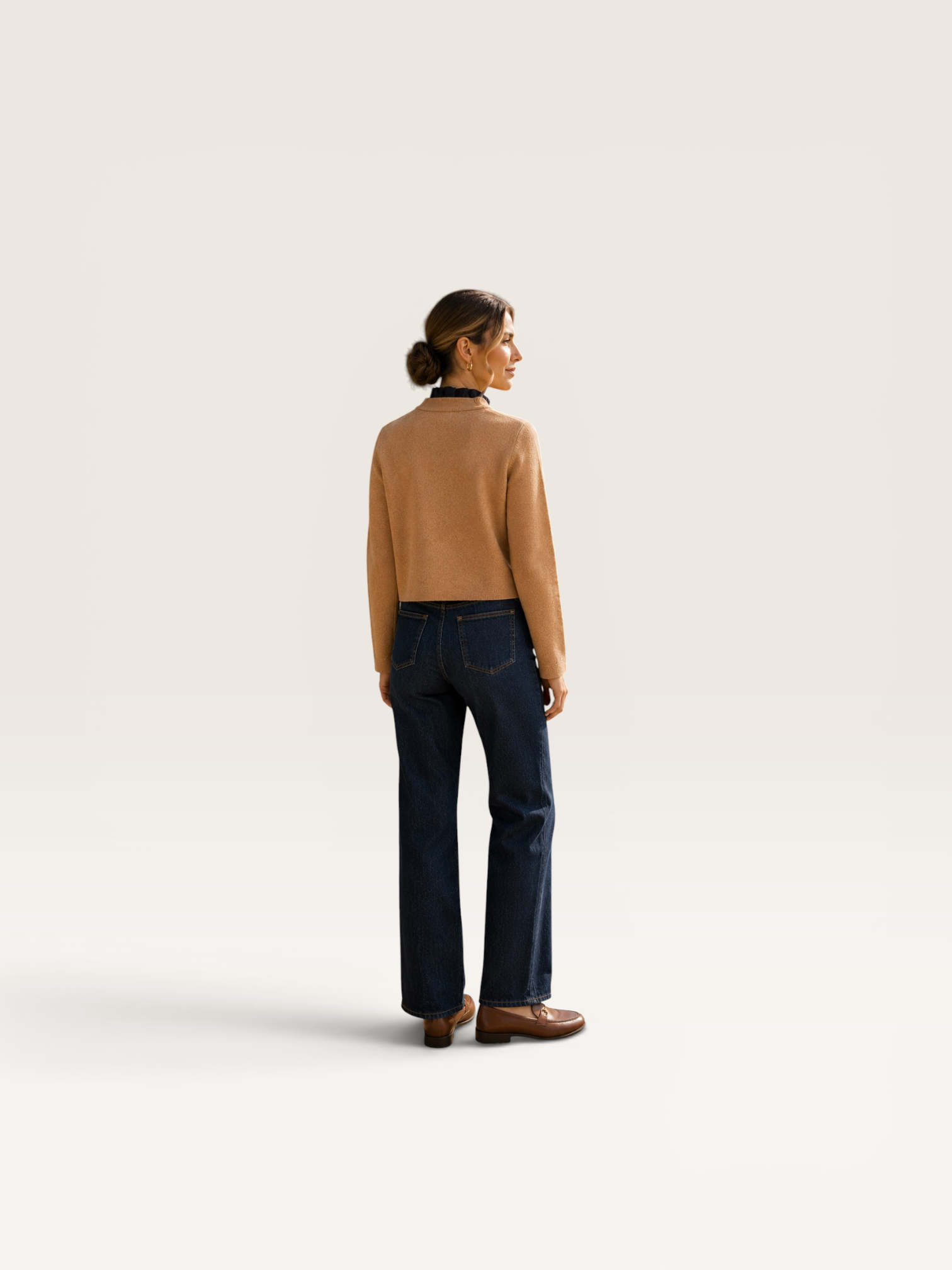 Camel Cardigan with Gold Buttons