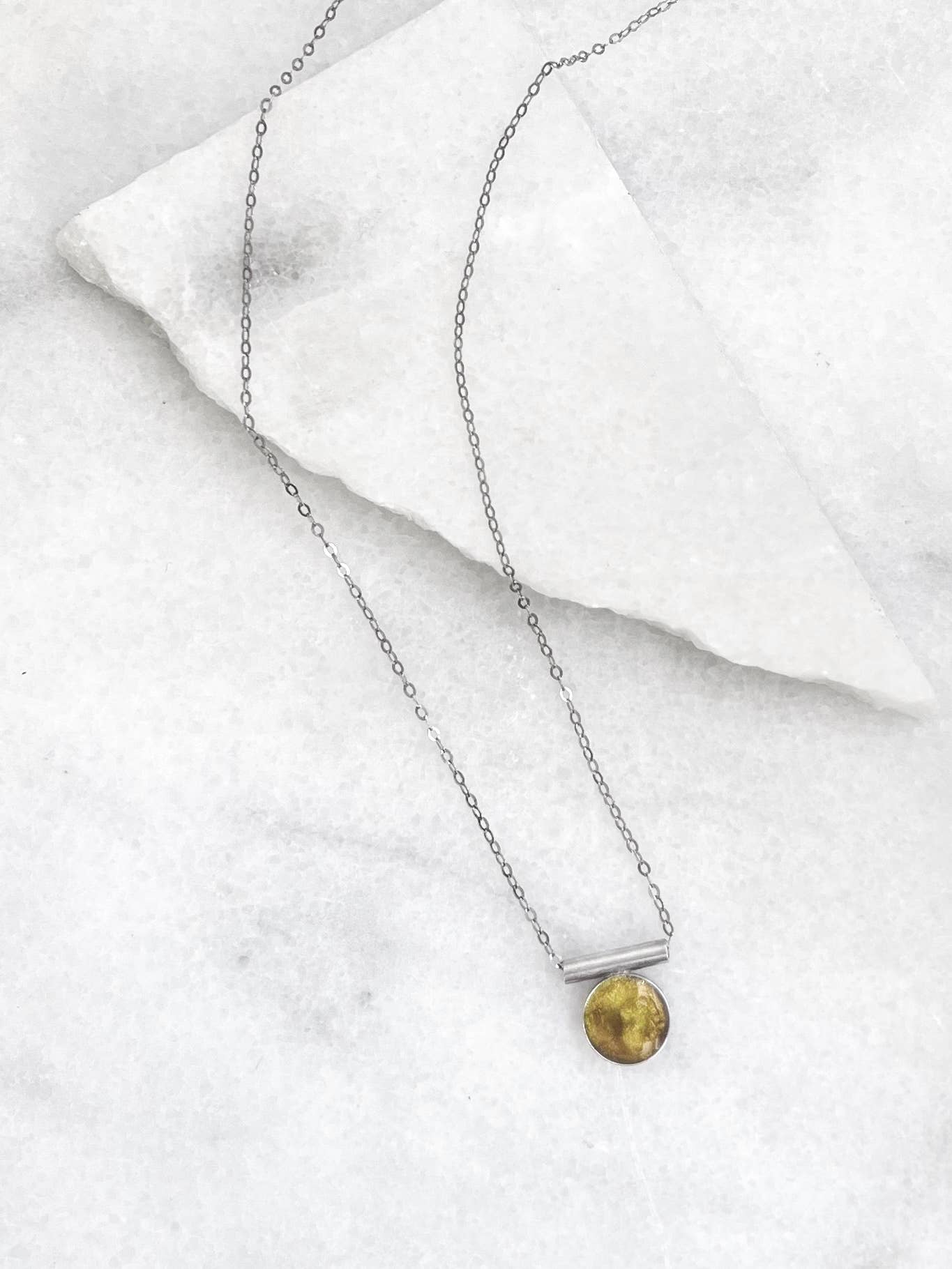 Sunstone Inlay Pendant Necklace - 14K Gold Fill