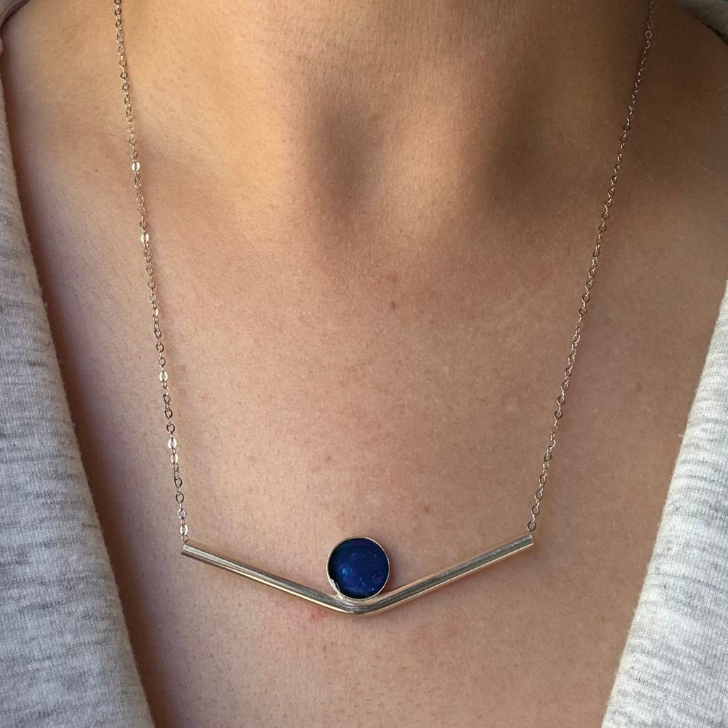 Sapphire Chevron Necklace