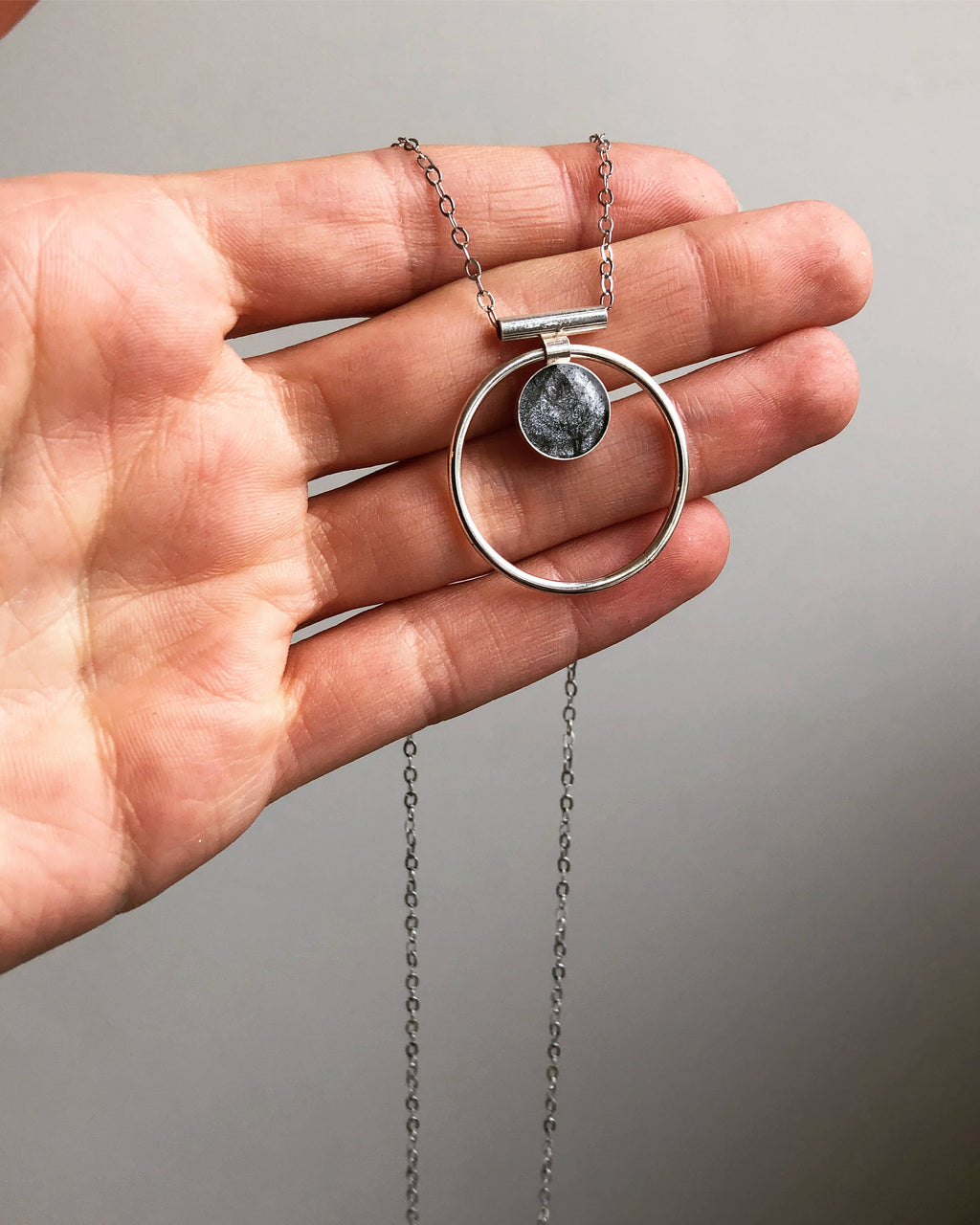Granite Annulet Necklace - Sterling Silver