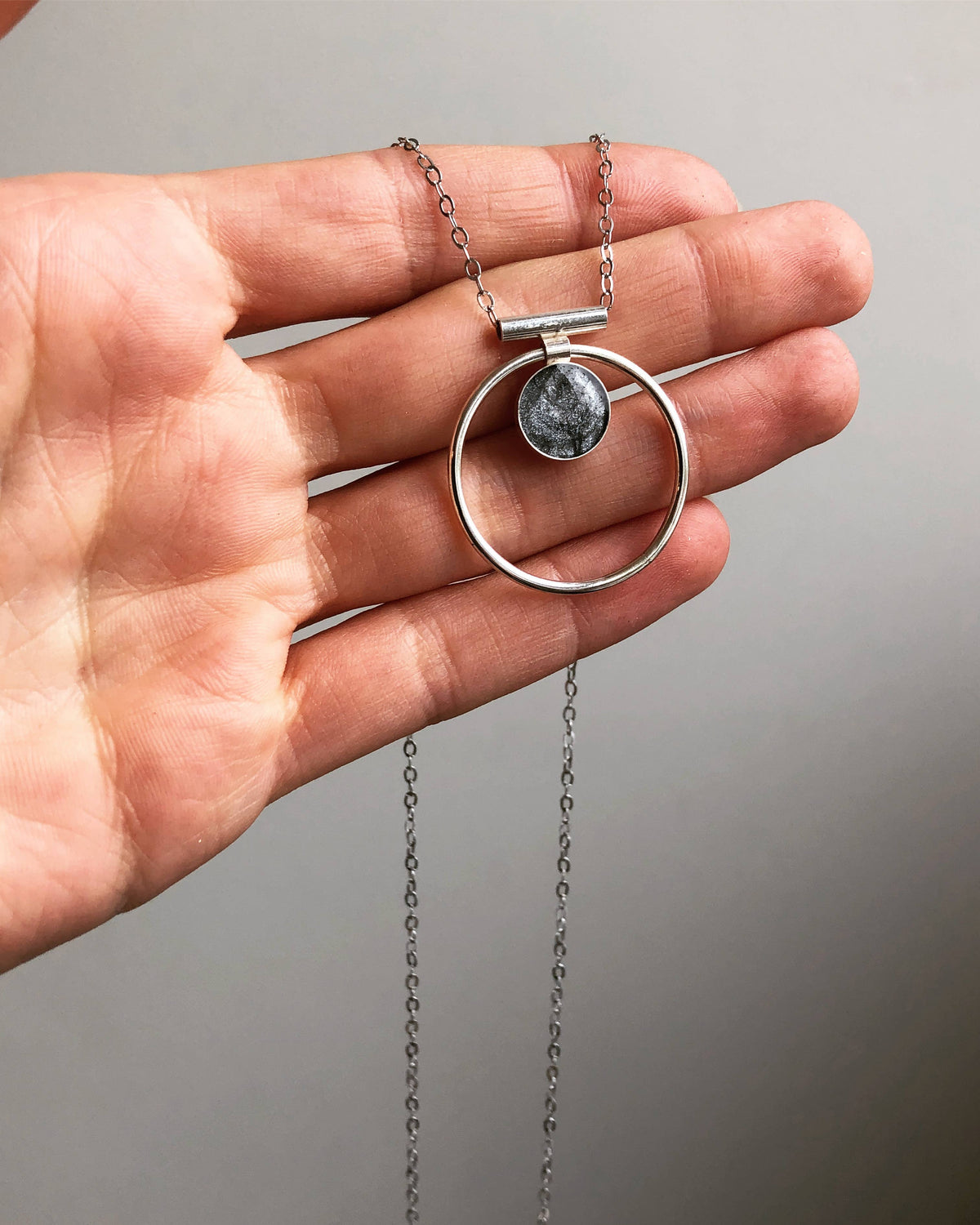 Granite Annulet Necklace - Sterling Silver