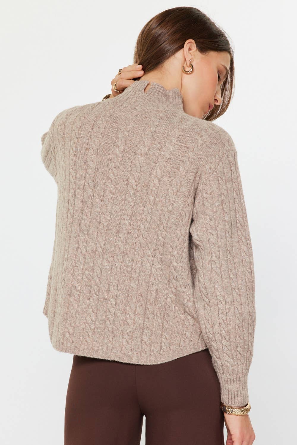 Wool Blend Cable Knit Sweater