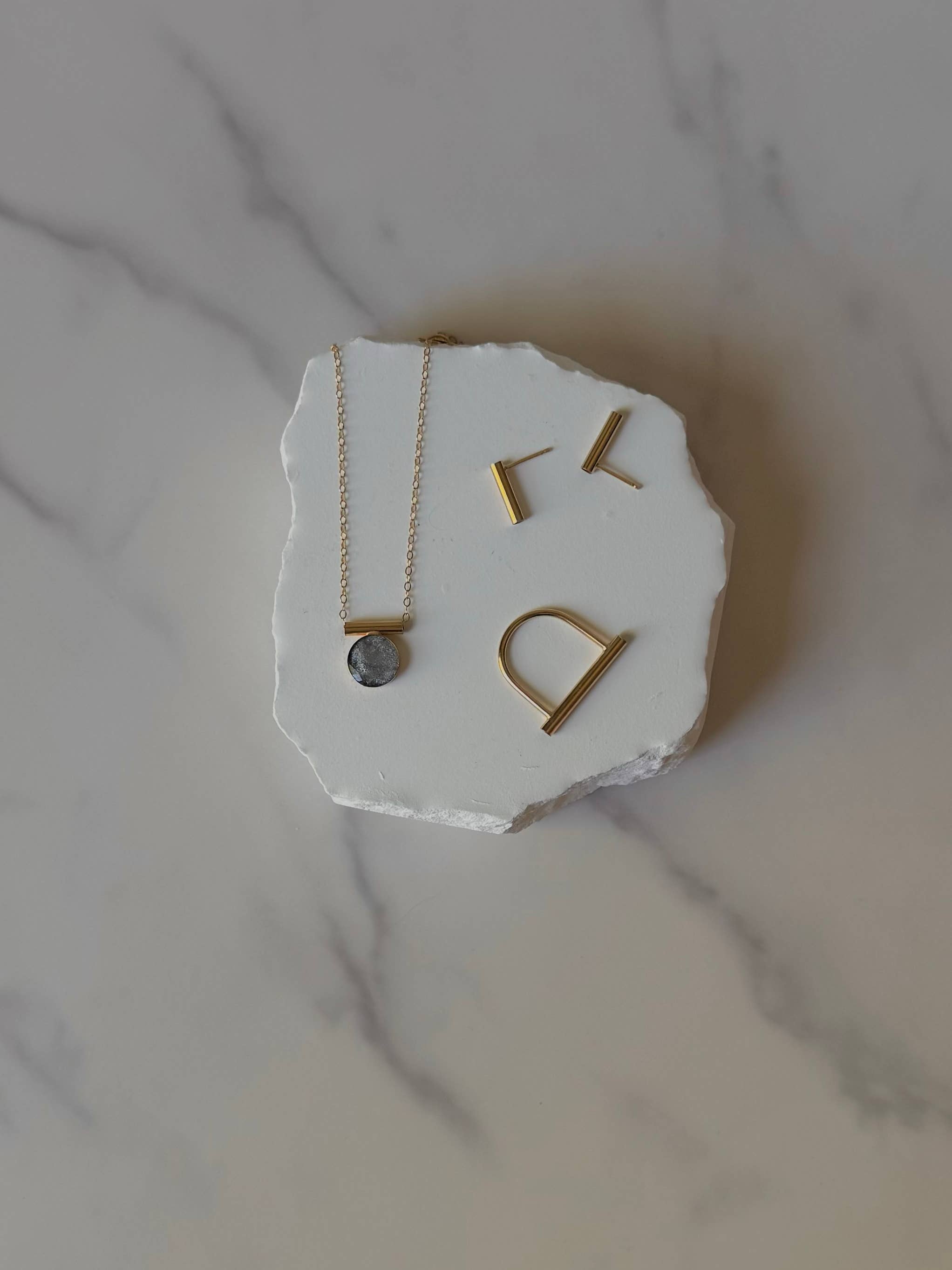 Granite Inlay Pendant Necklace - Sterling Silver
