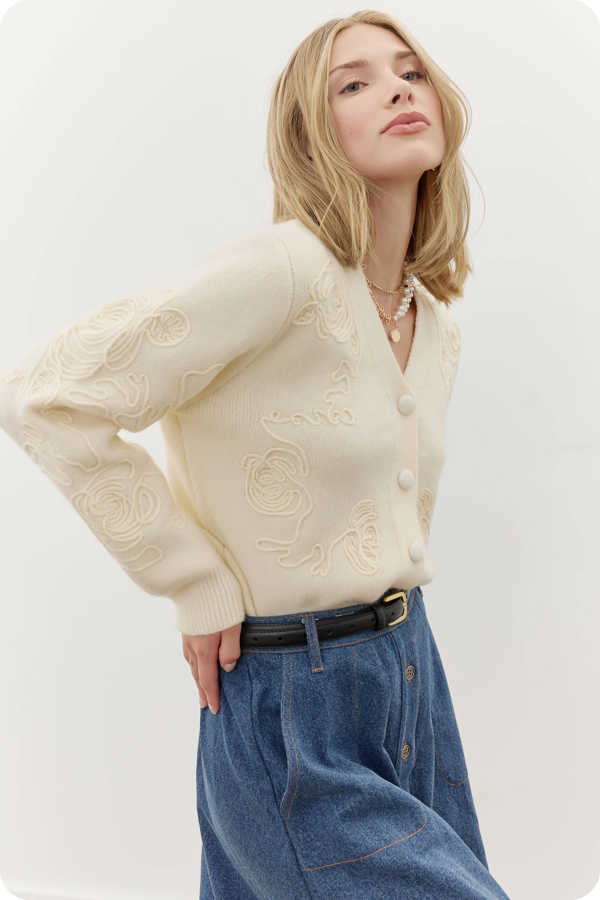 Floral Embroidered Cardigan