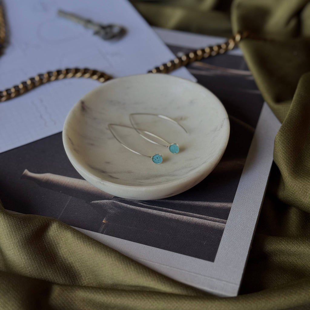 Turquoise Marquise Hoops - Sterling Silver