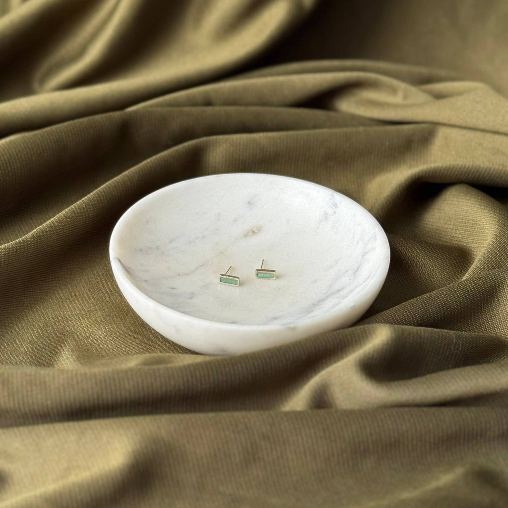 Jade Bar Studs - Sterling Silver