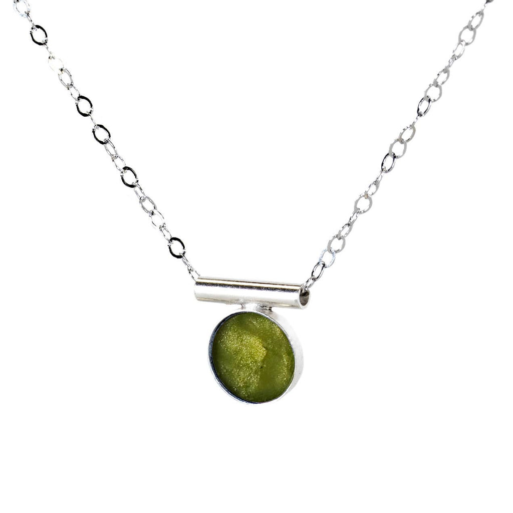 Peridot Inlay Pendant Necklace - Sterling Silver