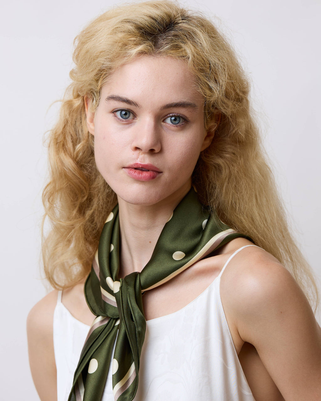 Exhibit 012: Matcha Polka Dot Silk Scarf