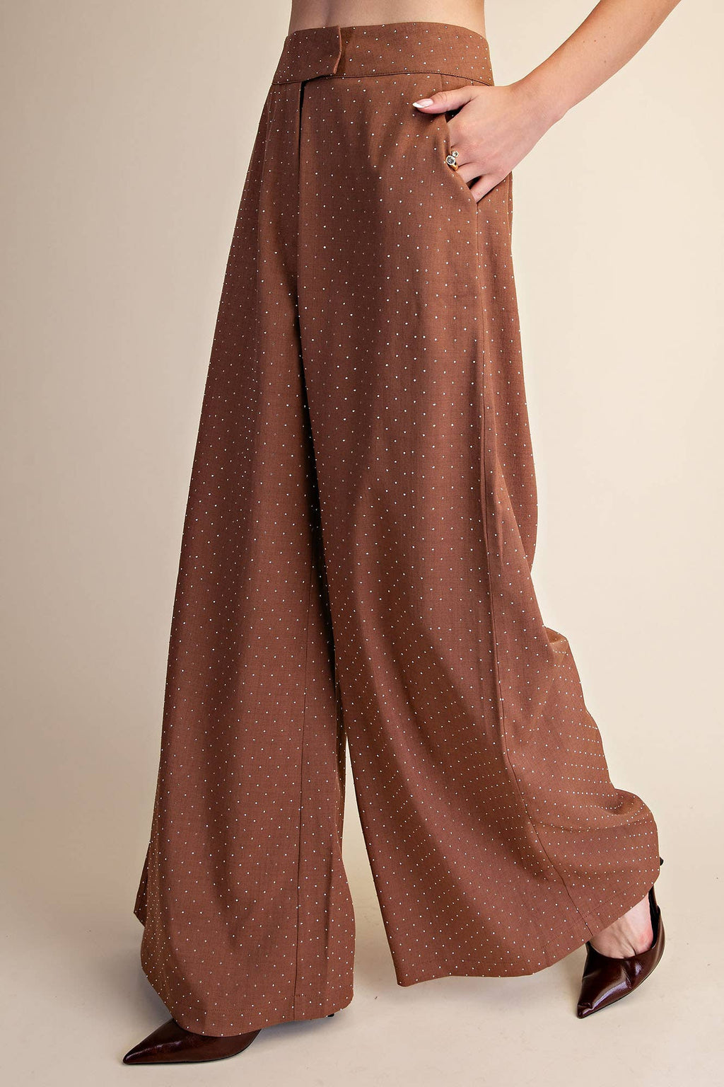 Rhinestones Wide Leg Pants