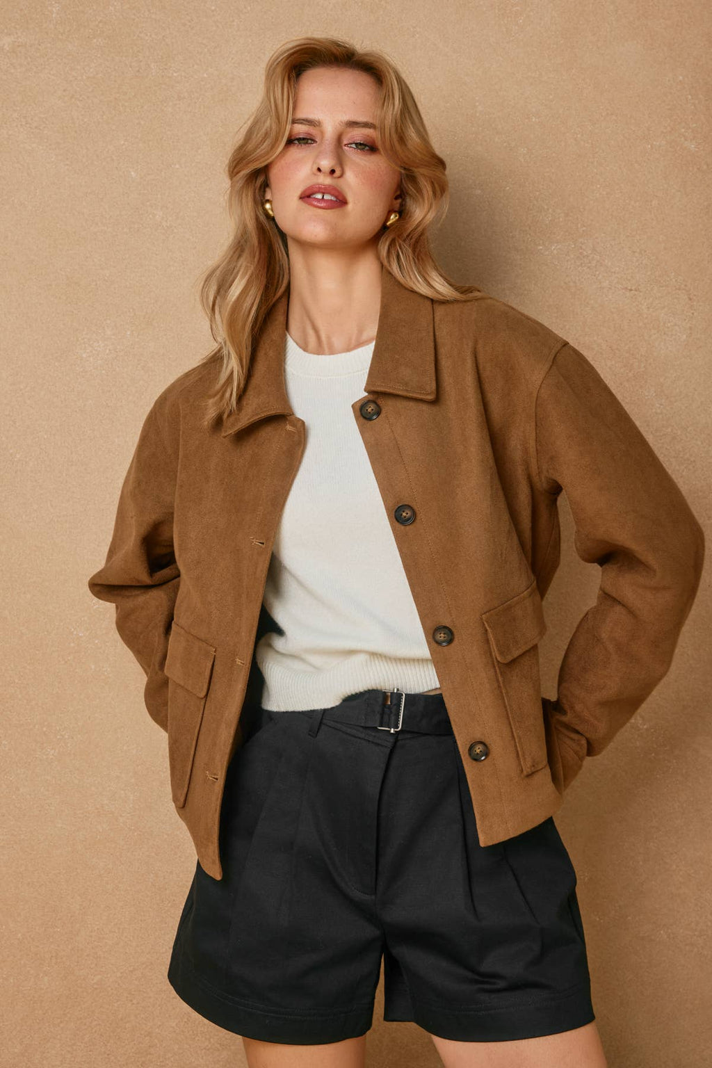 Suede Collared Jacket