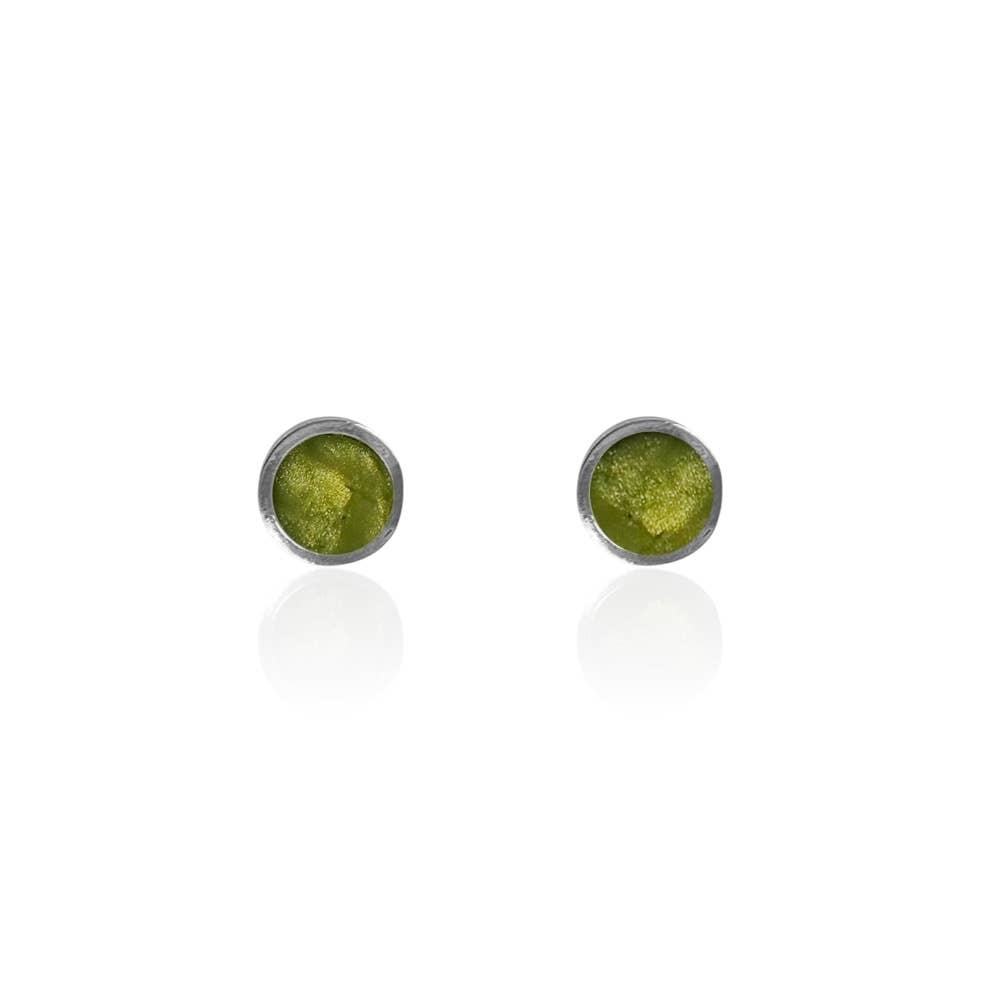 Peridot Solitaire Studs - Sterling Silver - Regular
