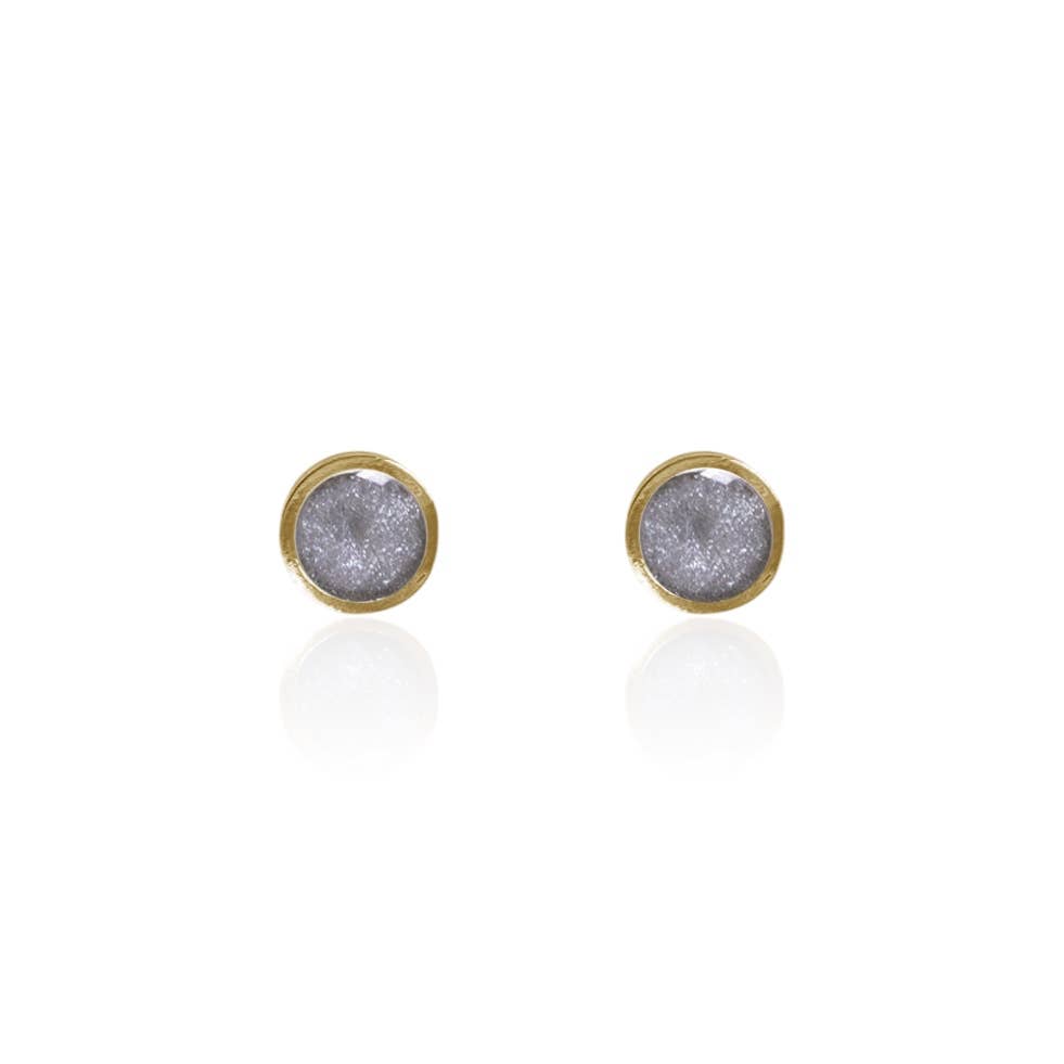 Granite Solitaire Stud Earrings - Sterline Silver