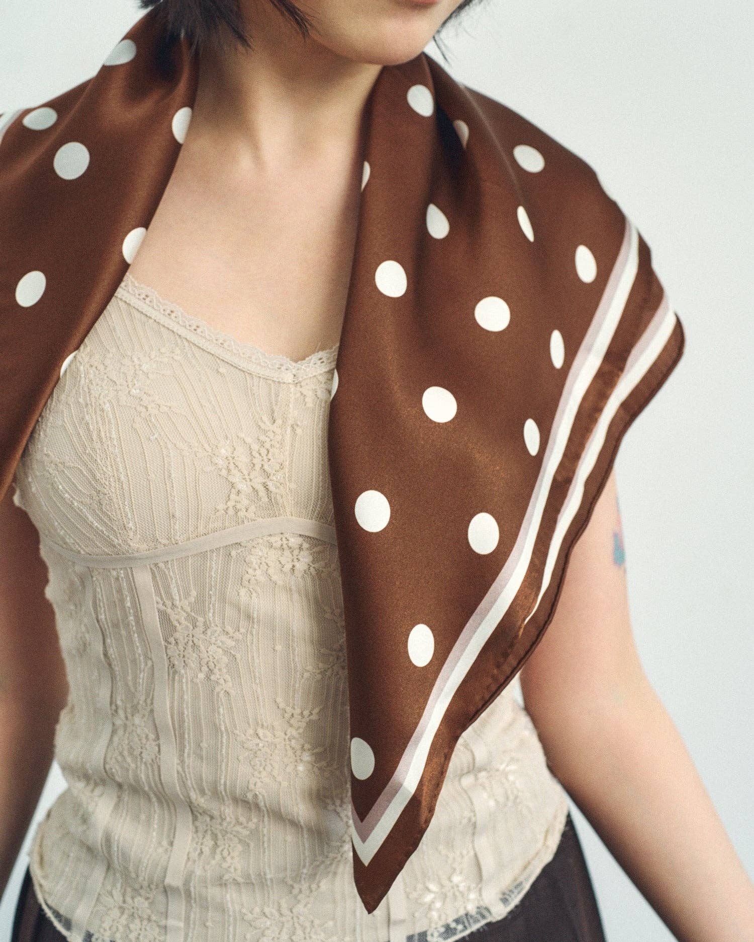 Exhibit 009: Retro Polka Dot Silk Scarf