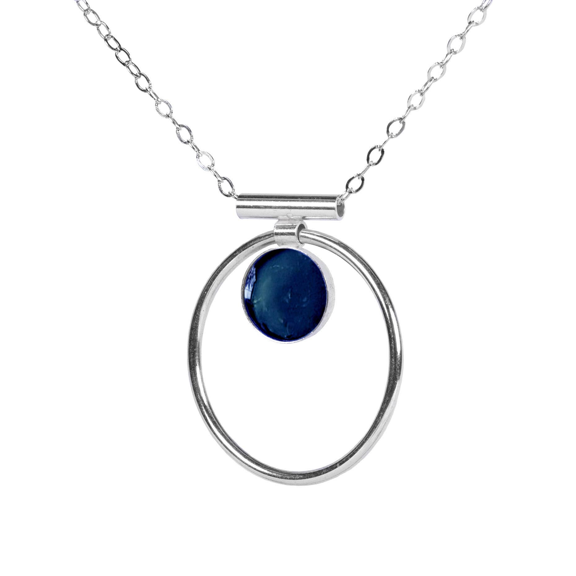 Sapphire Annulet Necklace - Sterling Silver