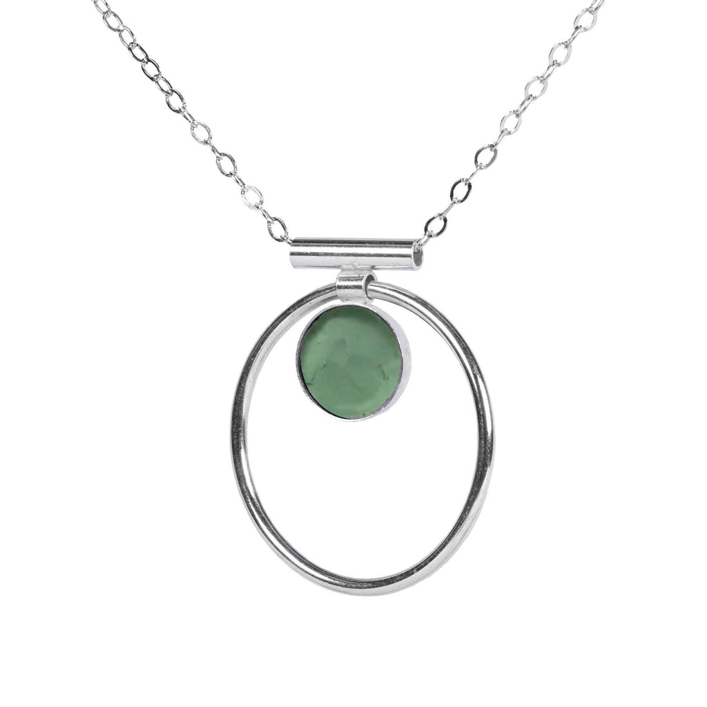 Jade Annulet Necklace - Sterling Silver