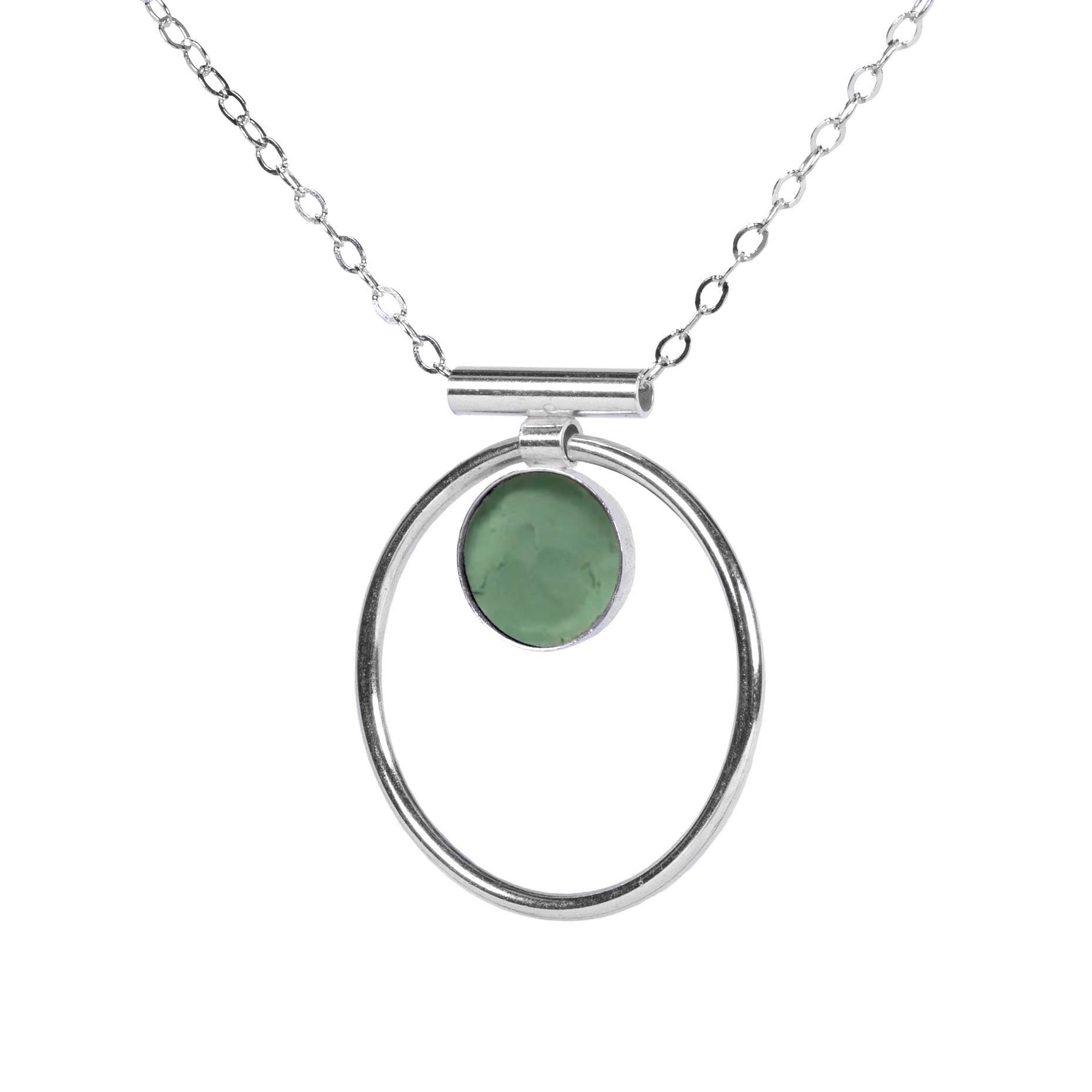 Jade Annulet Necklace - Sterling Silver