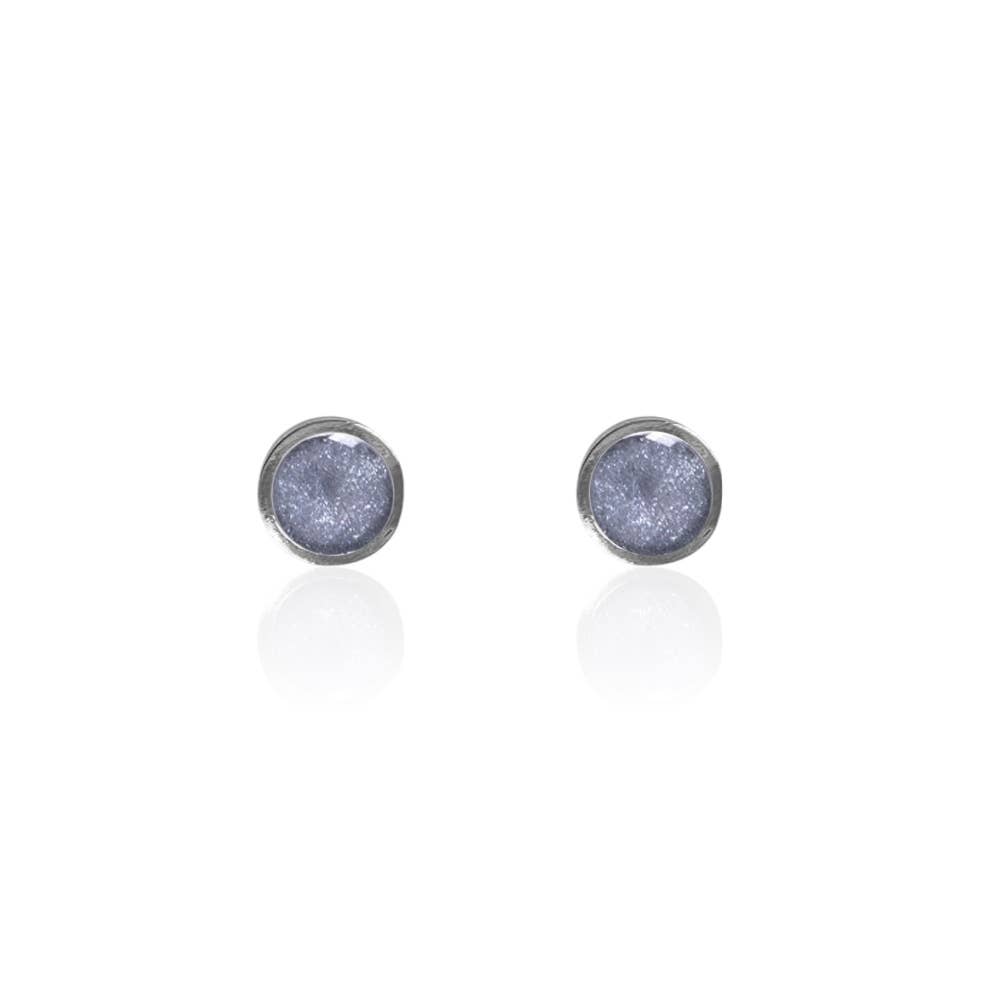 Granite Solitaire Stud Earrings - Sterline Silver