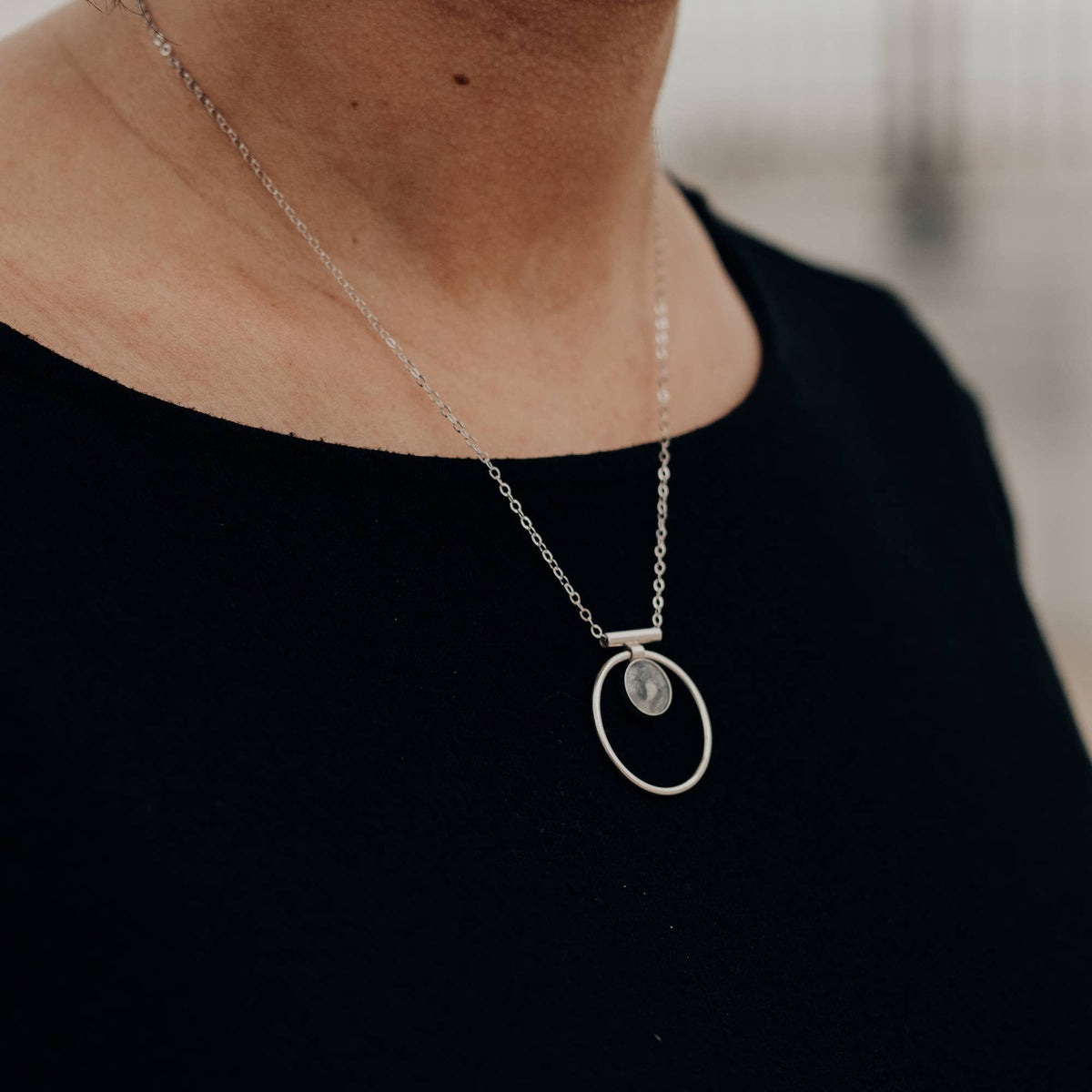 Granite Annulet Necklace - Sterling Silver