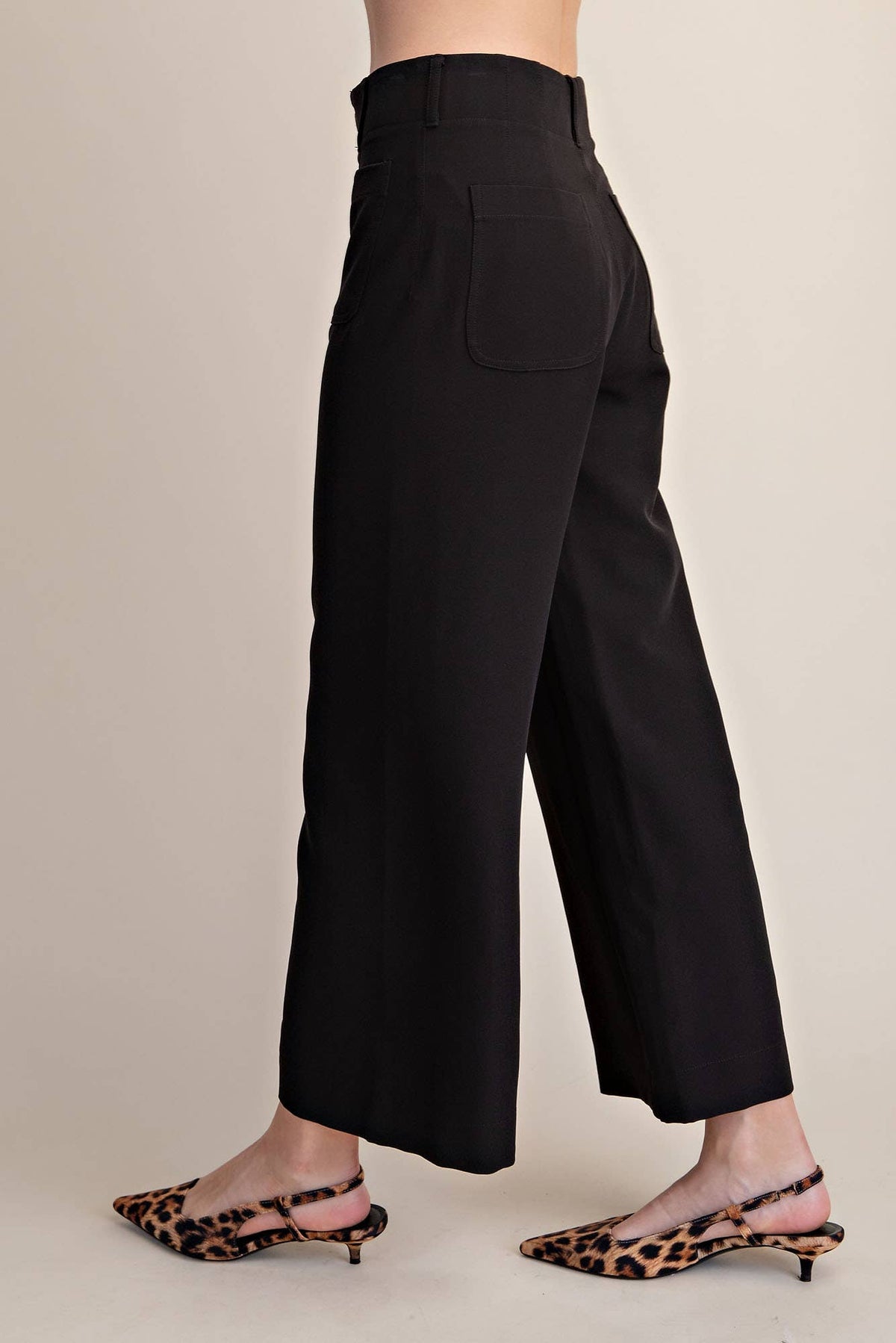 Cropped Wide-Leg Stretchy Pants
