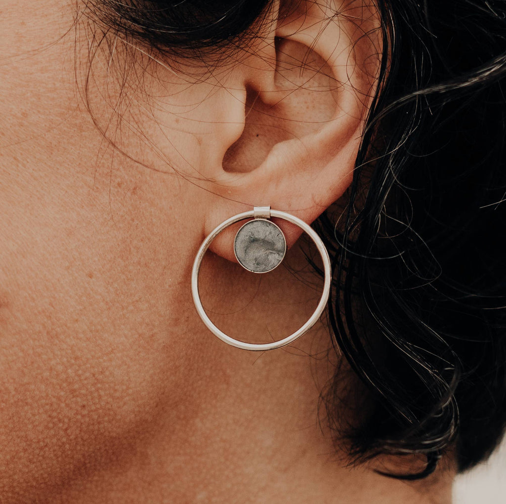 Granite Annulet Earrings - Sterling Silver
