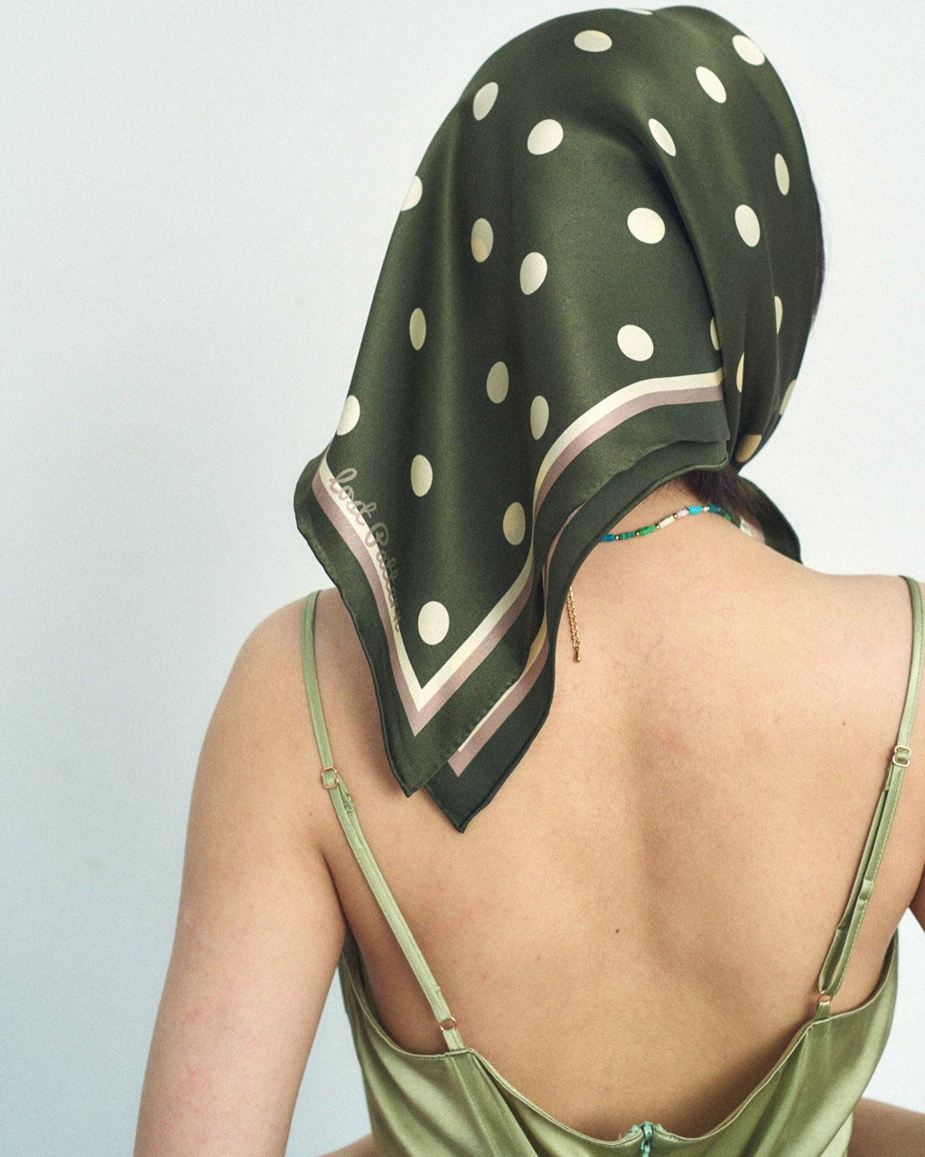 Exhibit 012: Matcha Polka Dot Silk Scarf