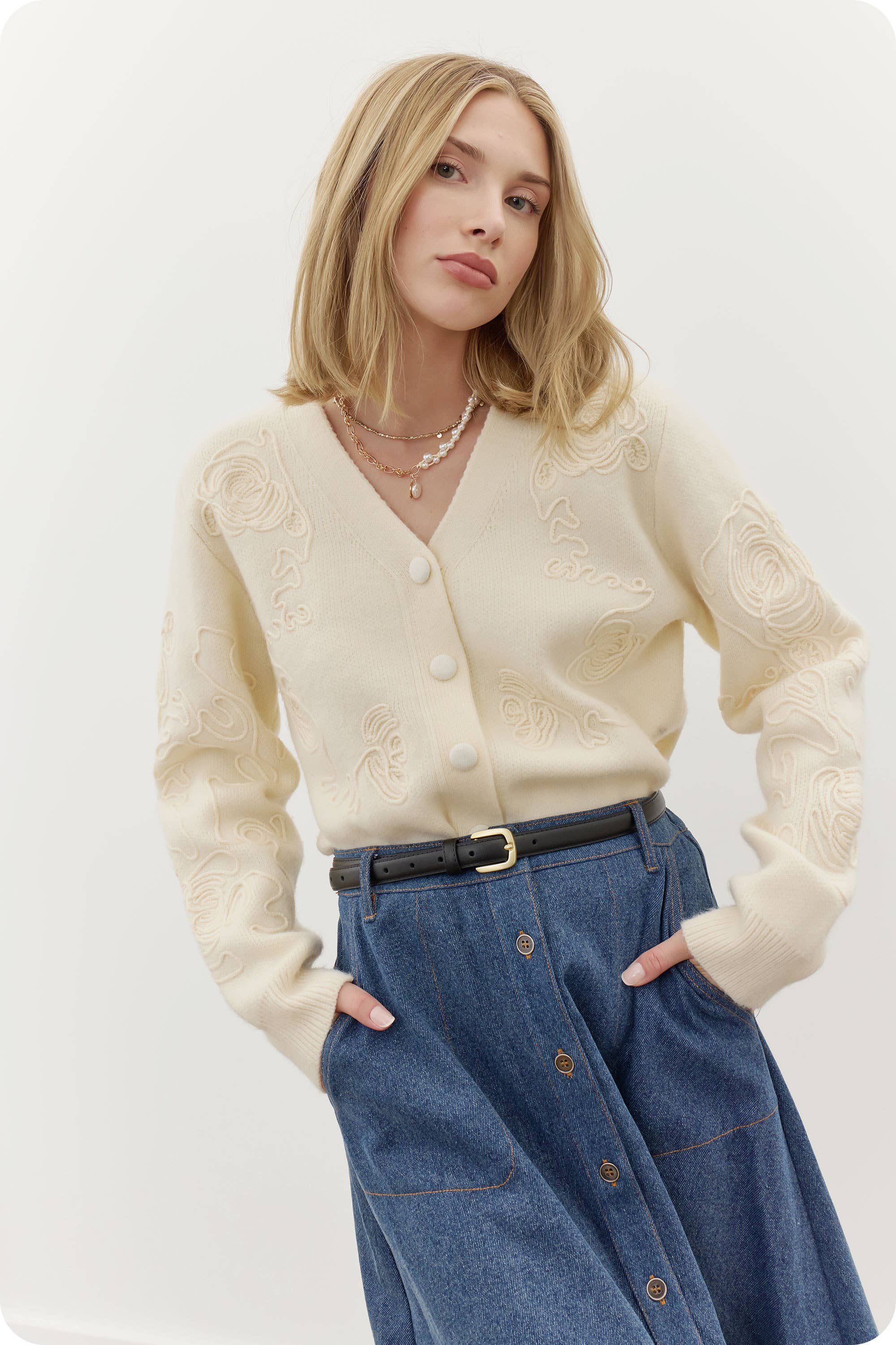 Floral Embroidered Cardigan