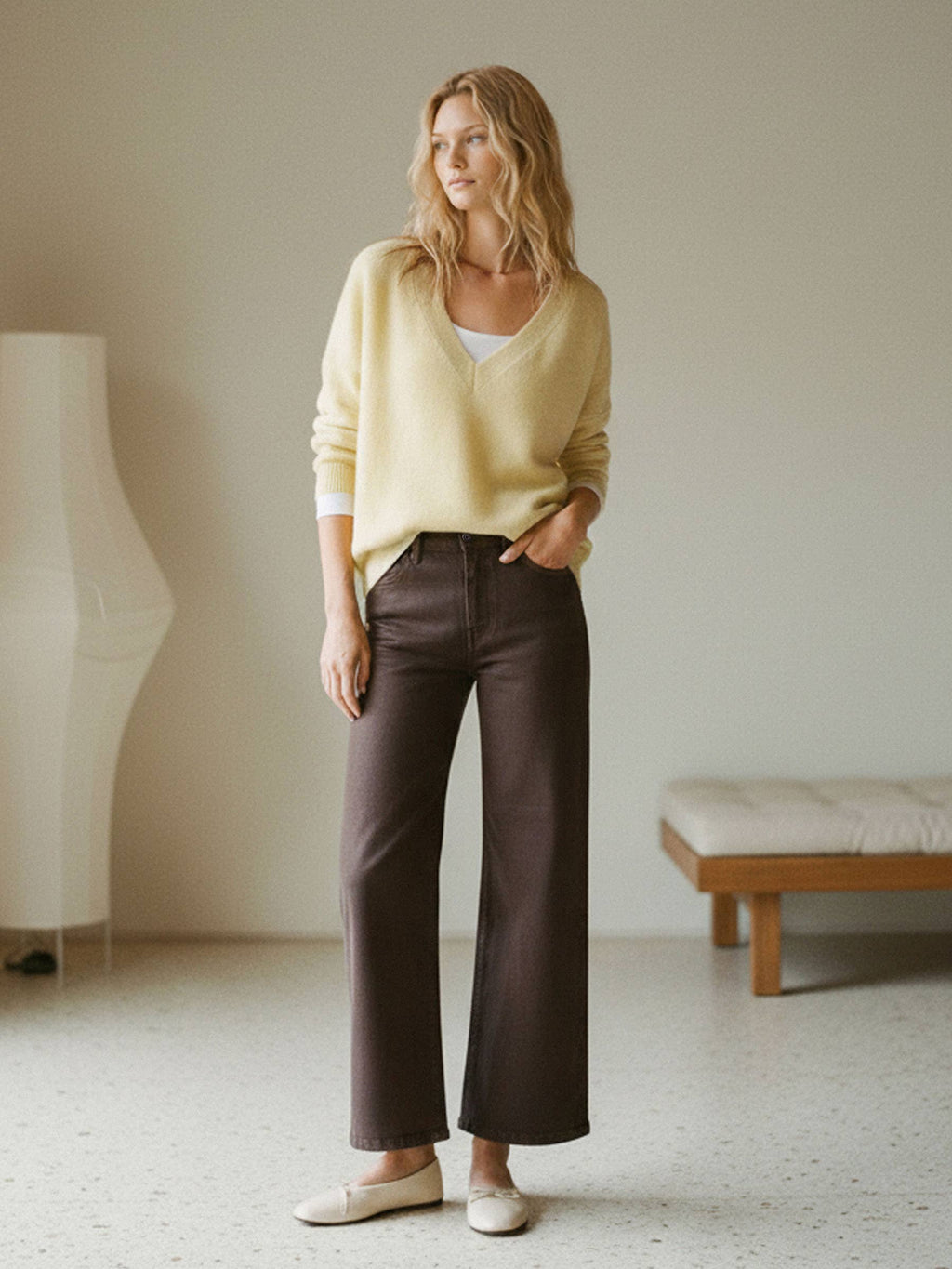 High Rise Coffee Jeans