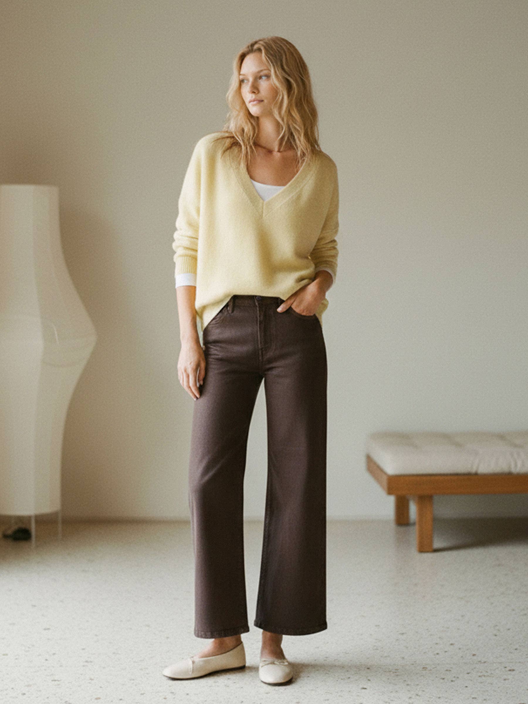 High Rise Coffee Jeans