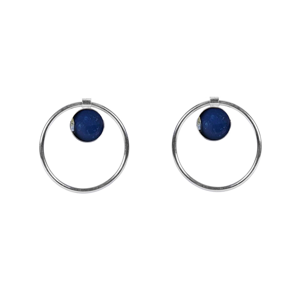 Sapphire Annulet Earrings - Sterling Silver
